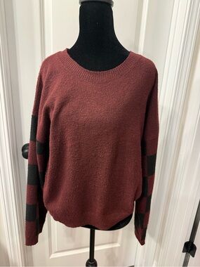 Garnet Checkered Sleeve Sweater